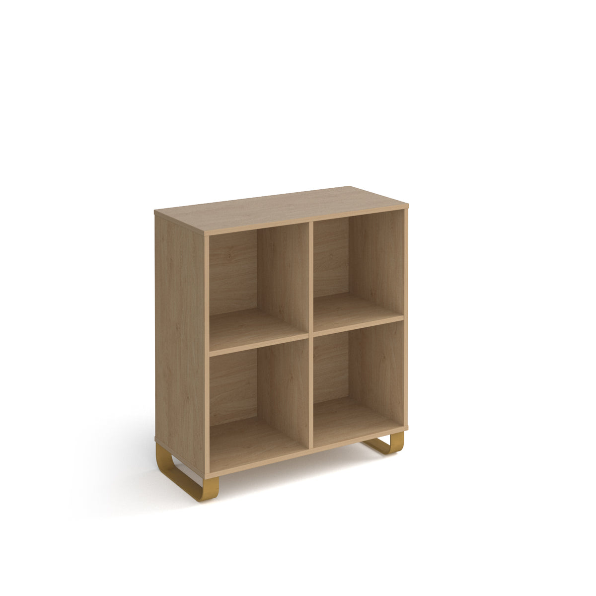 Cairo cube storage unit 950mm high with 4 open boxes and sleigh frame legs - oak - view 1