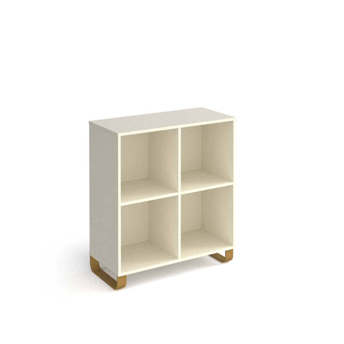 Cairo cube storage unit 950mm high with 4 open boxes and sleigh frame legs - white - view 1