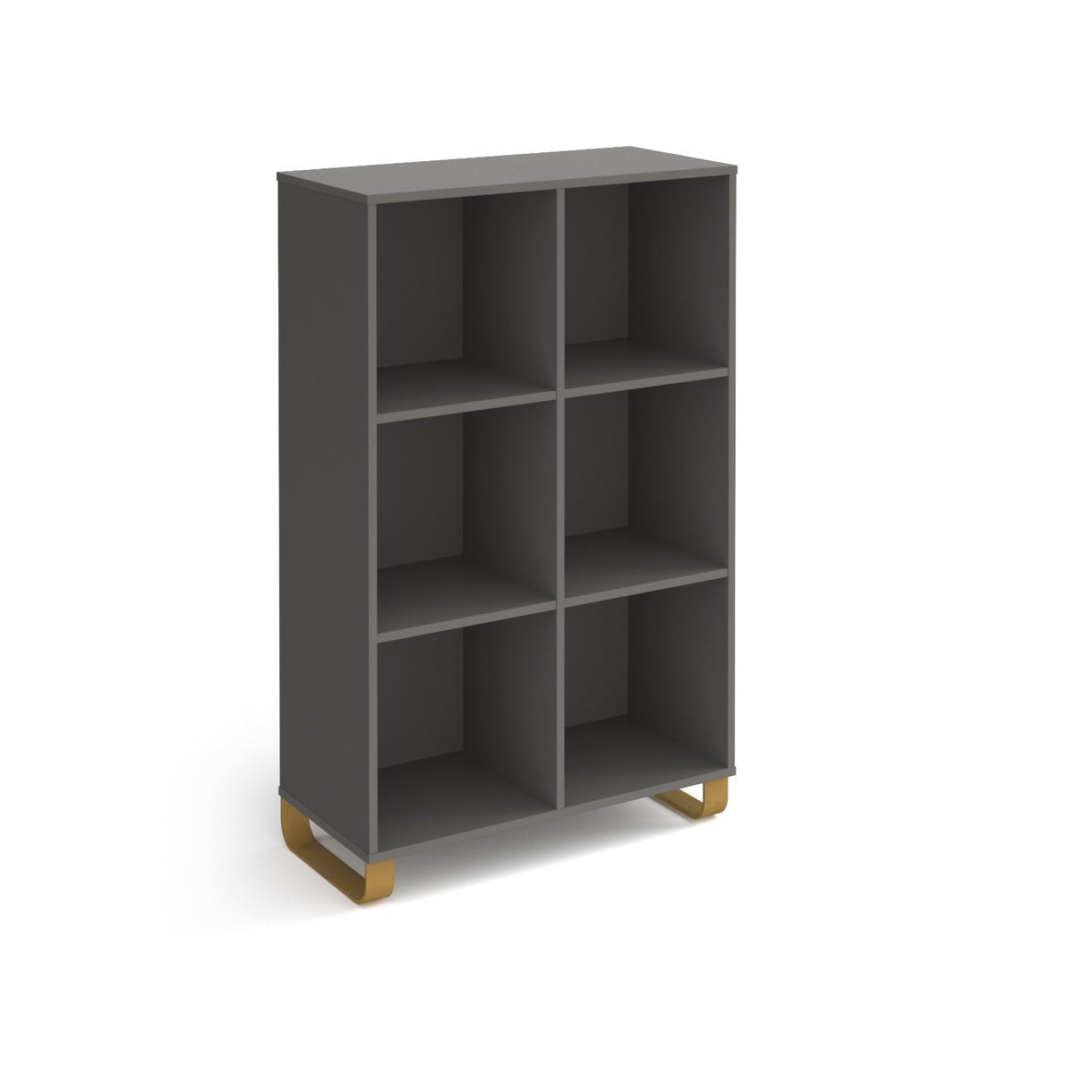 Cairo cube storage unit 1370mm high with 6 open boxes and sleigh frame legs - grey - view 1