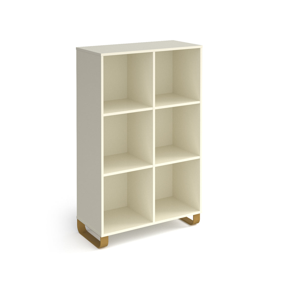 Cairo cube storage unit 1370mm high with 6 open boxes and sleigh frame legs - white - view 1