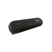 Chroma clip-on power module 2 x UK sockets, 2 x RJ45 sockets - black - view 1