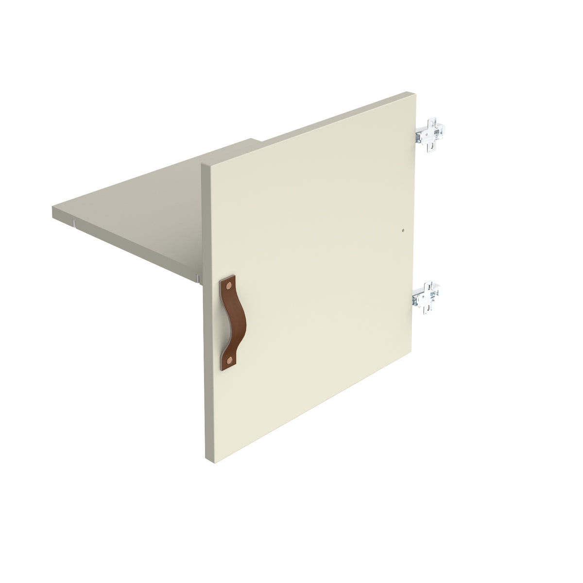 Storage unit insert - cupboard with leather strap handle and inner shelf - white - view 1