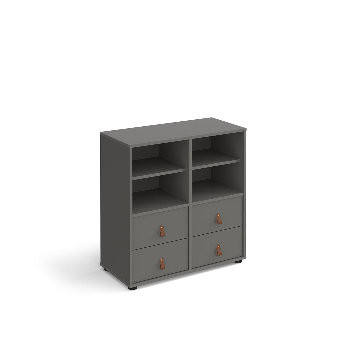 Universal cube storage unit 875mm high on glides with 2 matching shelves and 2 sets of drawers - grey with grey inserts - view 1