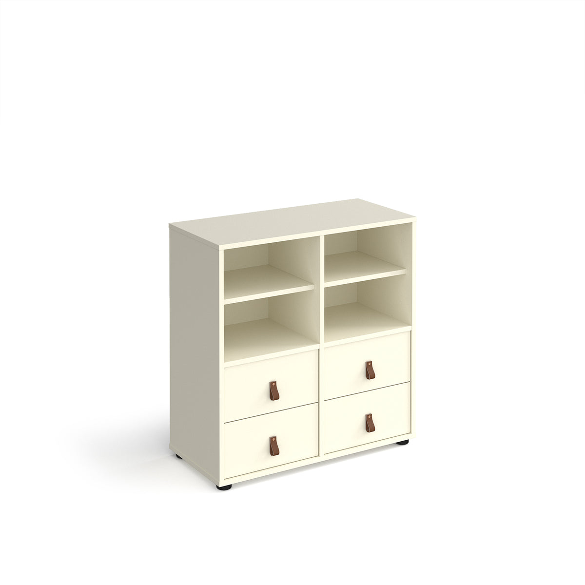 Universal cube storage unit 875mm high on glides with 2 matching shelves and 2 sets of drawers - white with white inserts - view 1