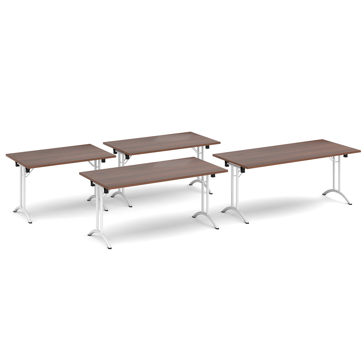 Semi circular folding leg table with chrome legs and curved foot rails 1600mm x 800mm - Beech - view 5