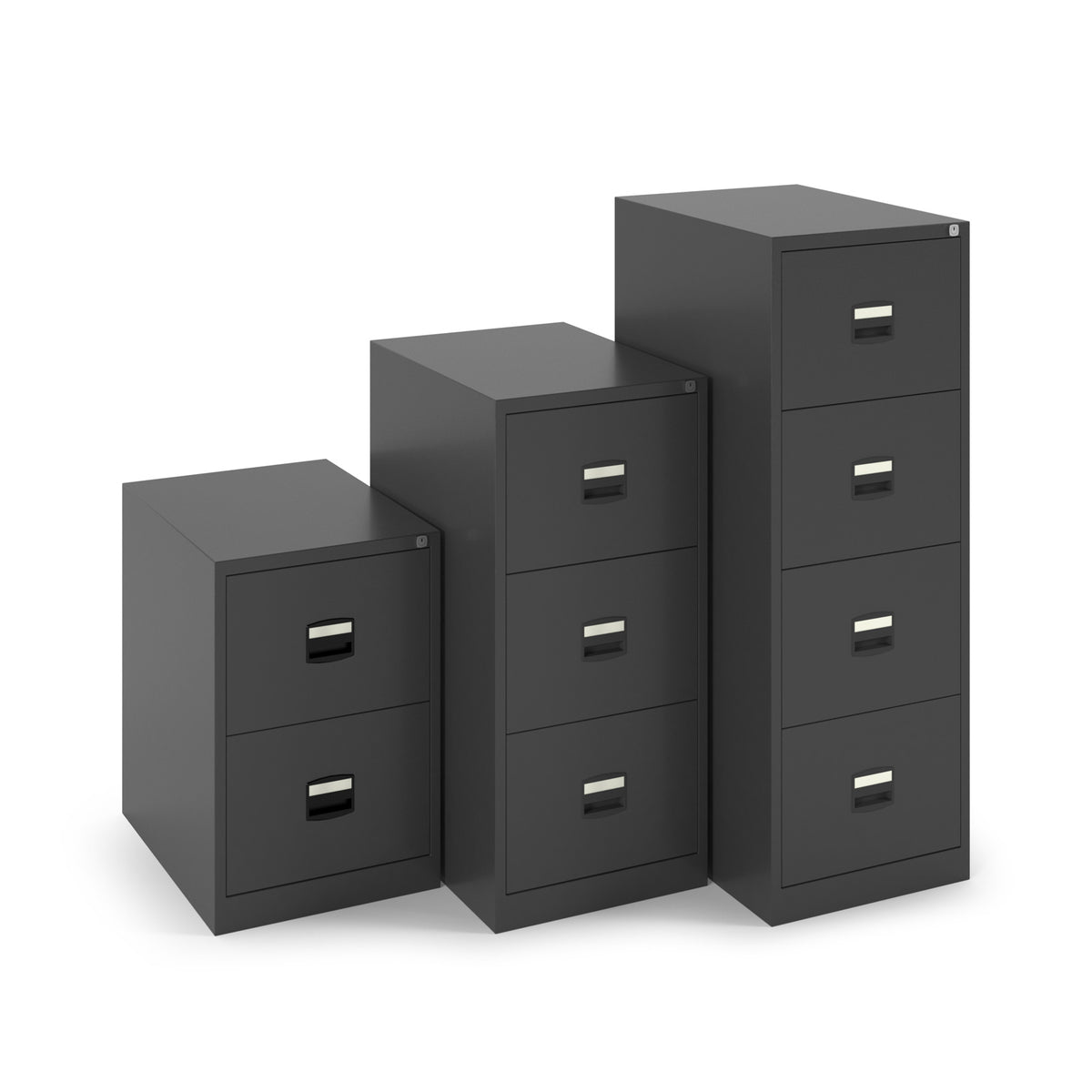 Steel 2 drawer contract filing cabinet 711mm high - black - view 2