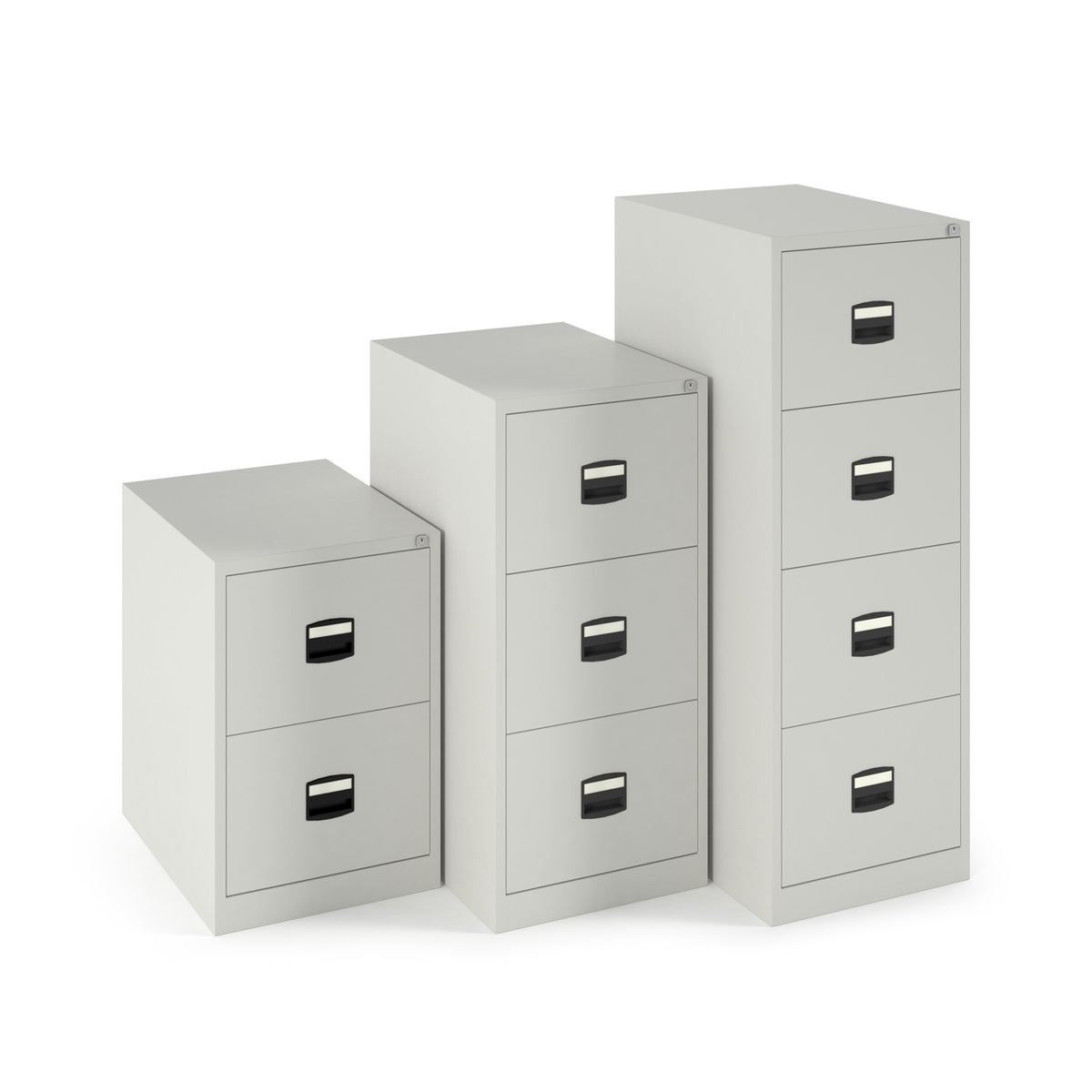 Steel 2 drawer contract filing cabinet 711mm high - goose grey - view 2