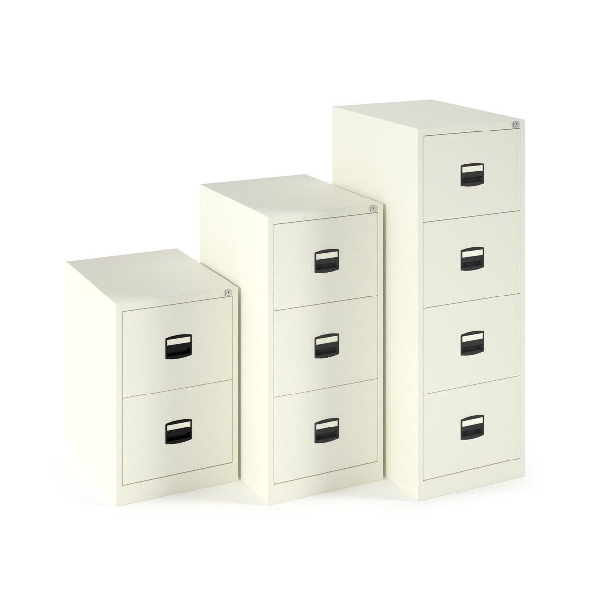 Steel 2 drawer contract filing cabinet 711mm high - white - view 2
