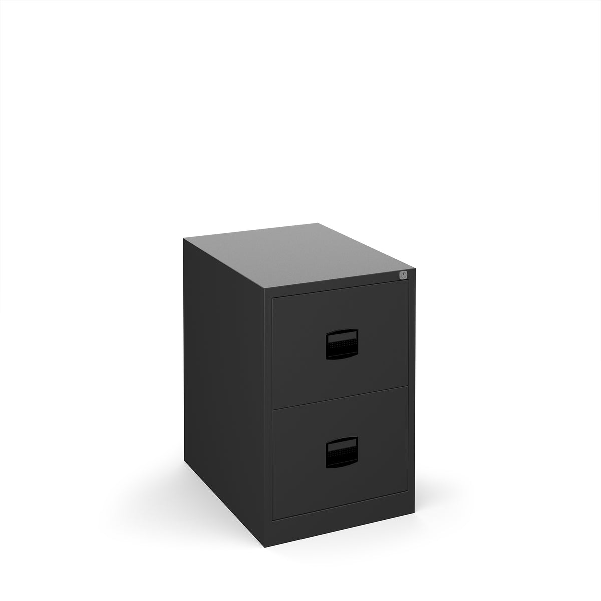 Steel 2 drawer contract filing cabinet 711mm high - black - view 1