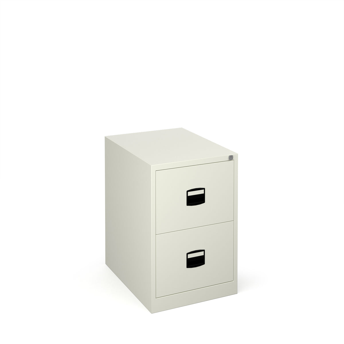 Steel 2 drawer contract filing cabinet 711mm high - white - view 1