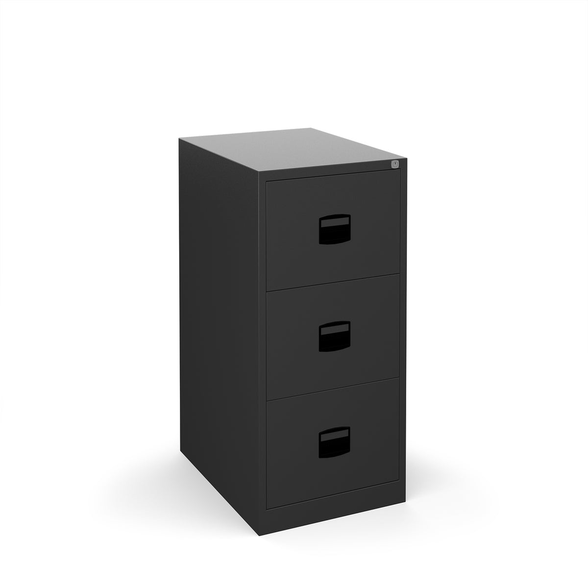 Steel 3 drawer contract filing cabinet 1016mm high - black - view 1