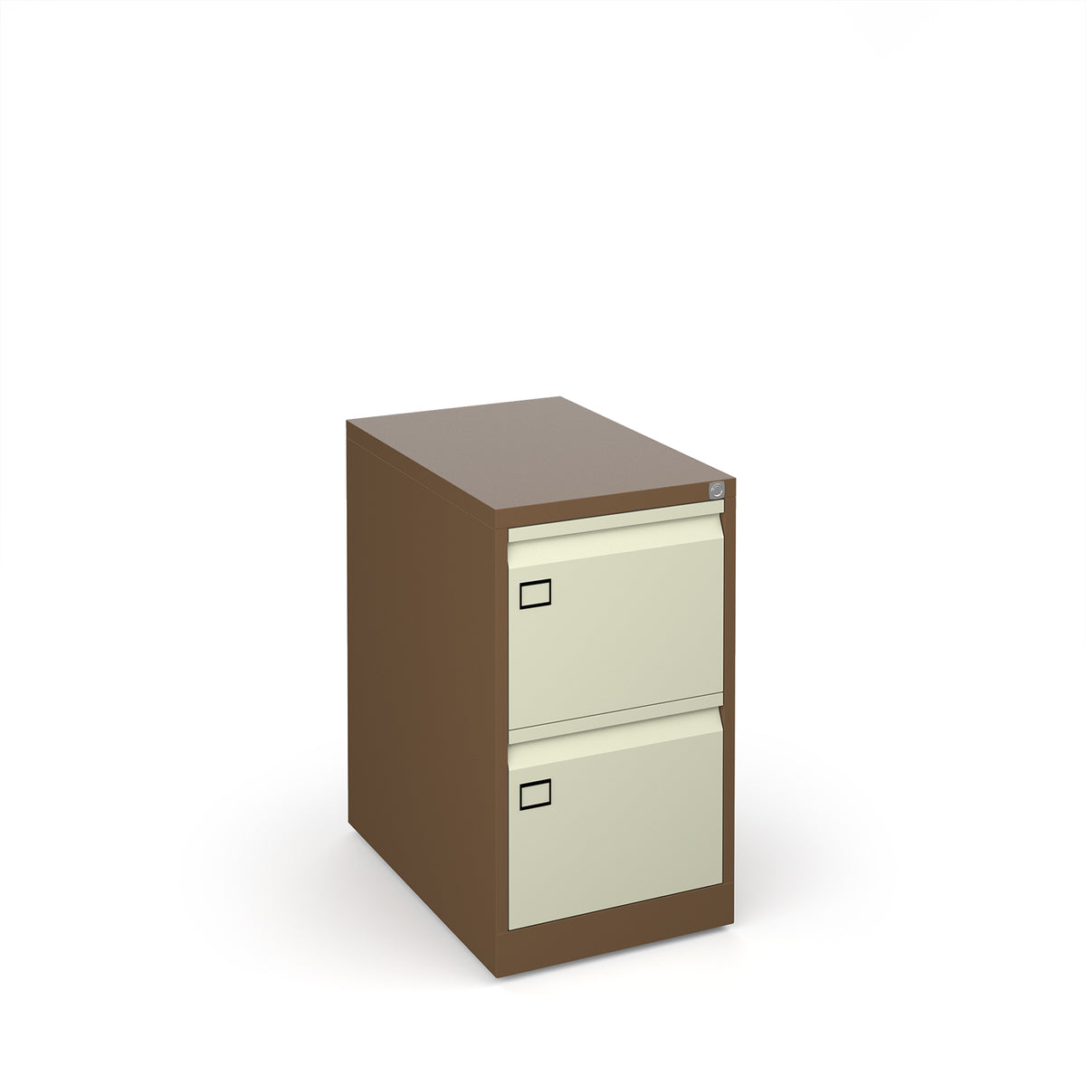 Steel 2 drawer filing cabinet 711mm high - coffee/cream - view 1