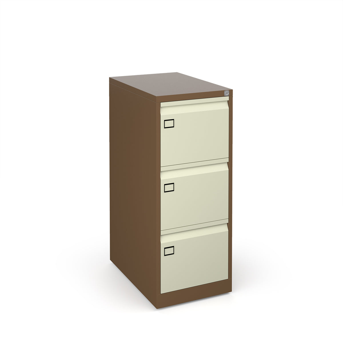Steel 3 drawer filing cabinet 1016mm high - coffee/cream - view 1
