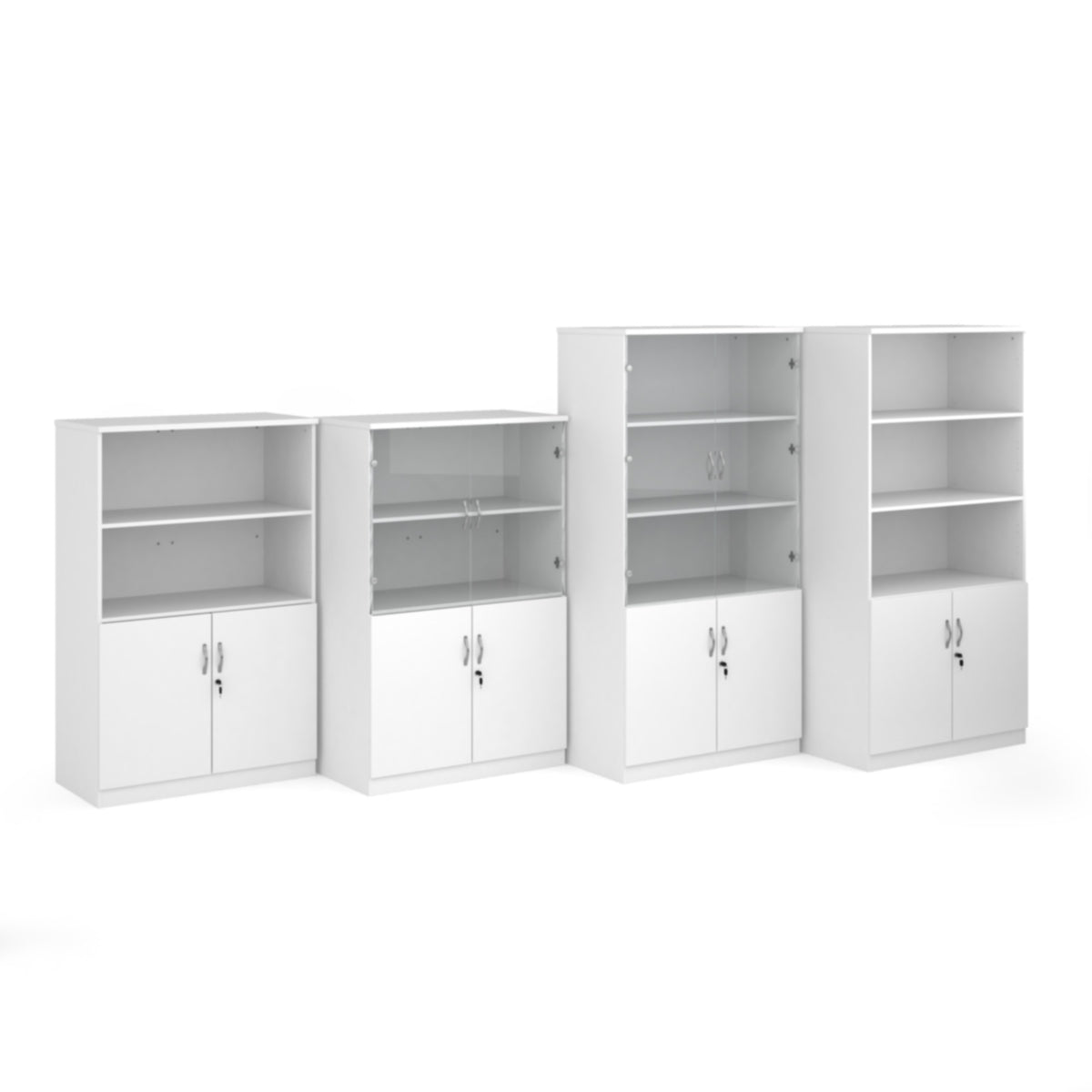 Deluxe combination unit with glass upper doors 1600mm high with 3 shelves - white - view 3
