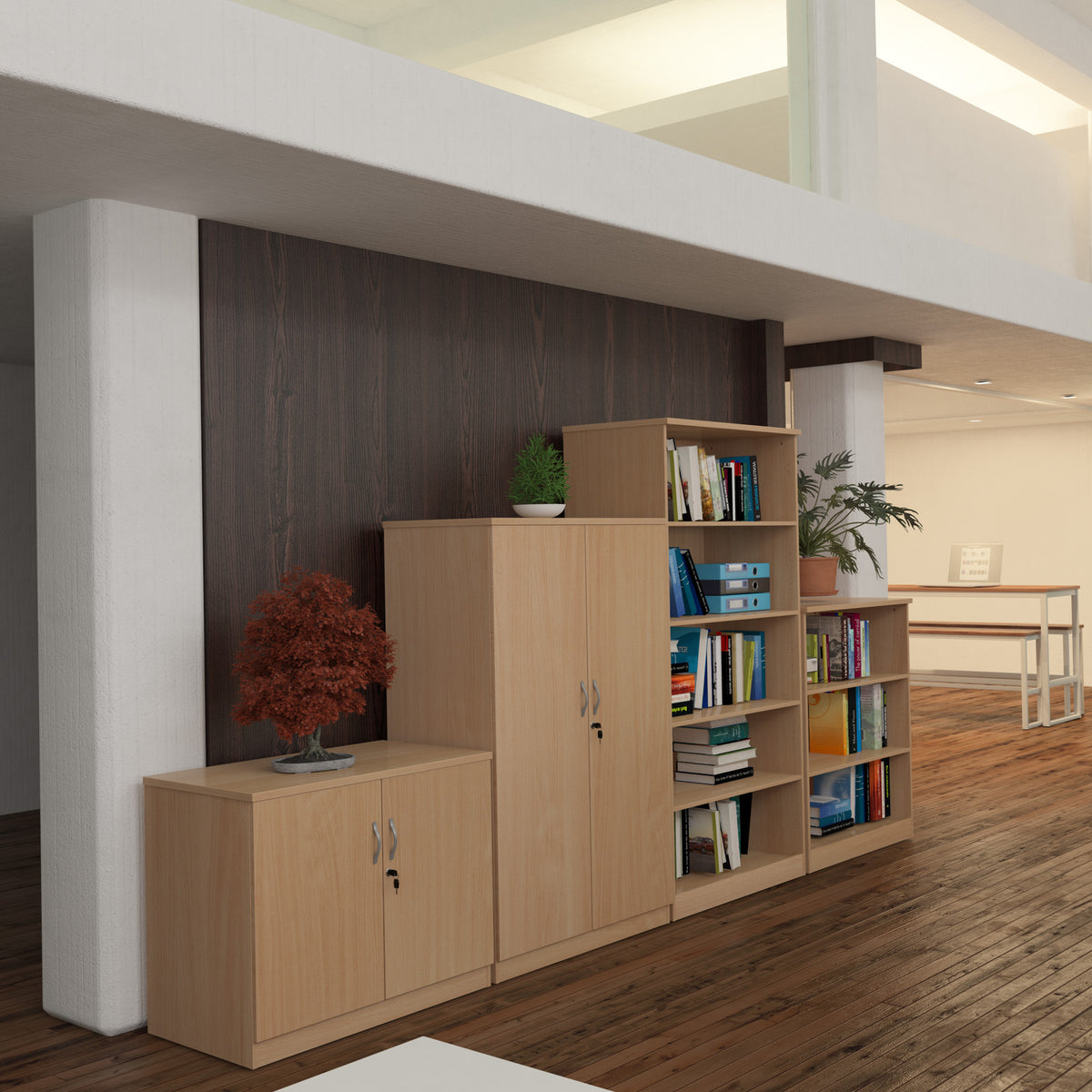 Deluxe bookcase 1200mm high with 2 shelves - Beech - view 3