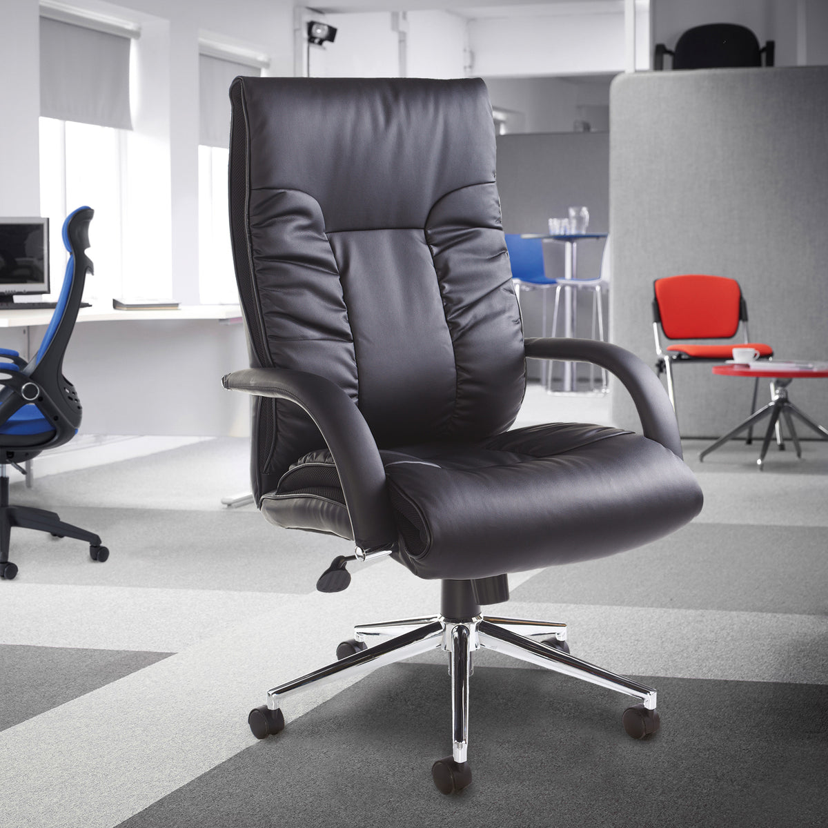 Derby high back executive chair - black bonded leather - view 5