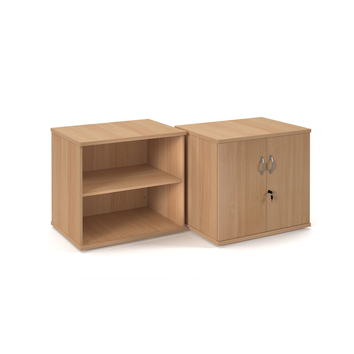 Deluxe double door desk high cupboard 600mm deep - Beech - view 2