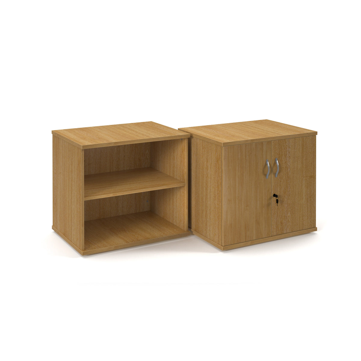 Deluxe double door desk high cupboard 600mm deep - oak - view 2