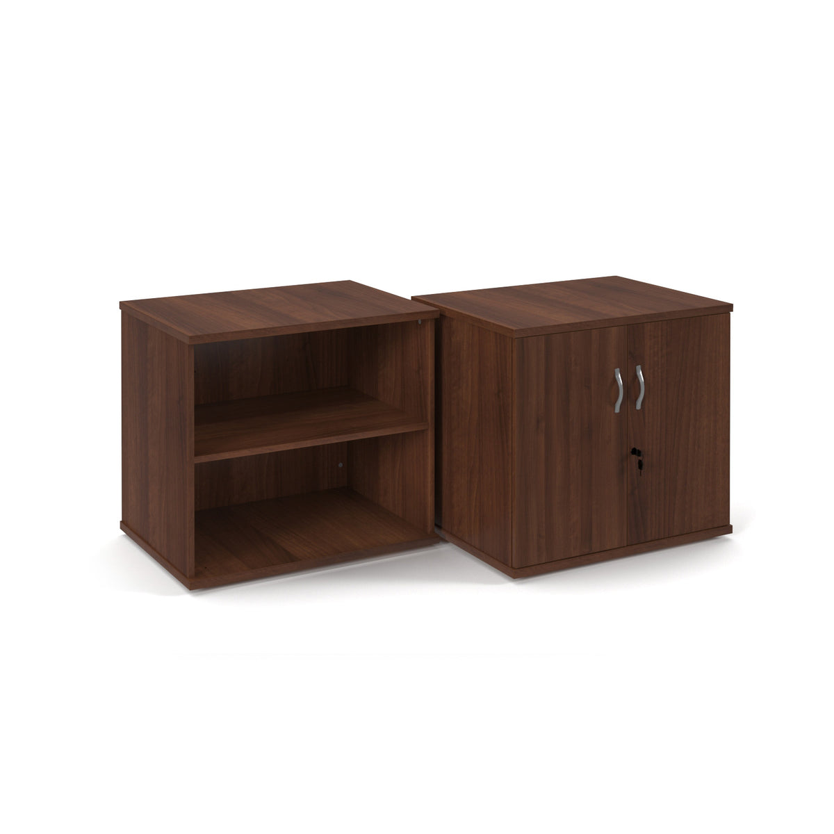 Deluxe double door desk high cupboard 600mm deep - Walnut - view 2