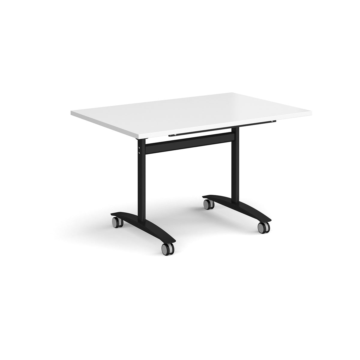 Rectangular deluxe flip top meeting table with black frame 1200mm x 800mm - white - view 1