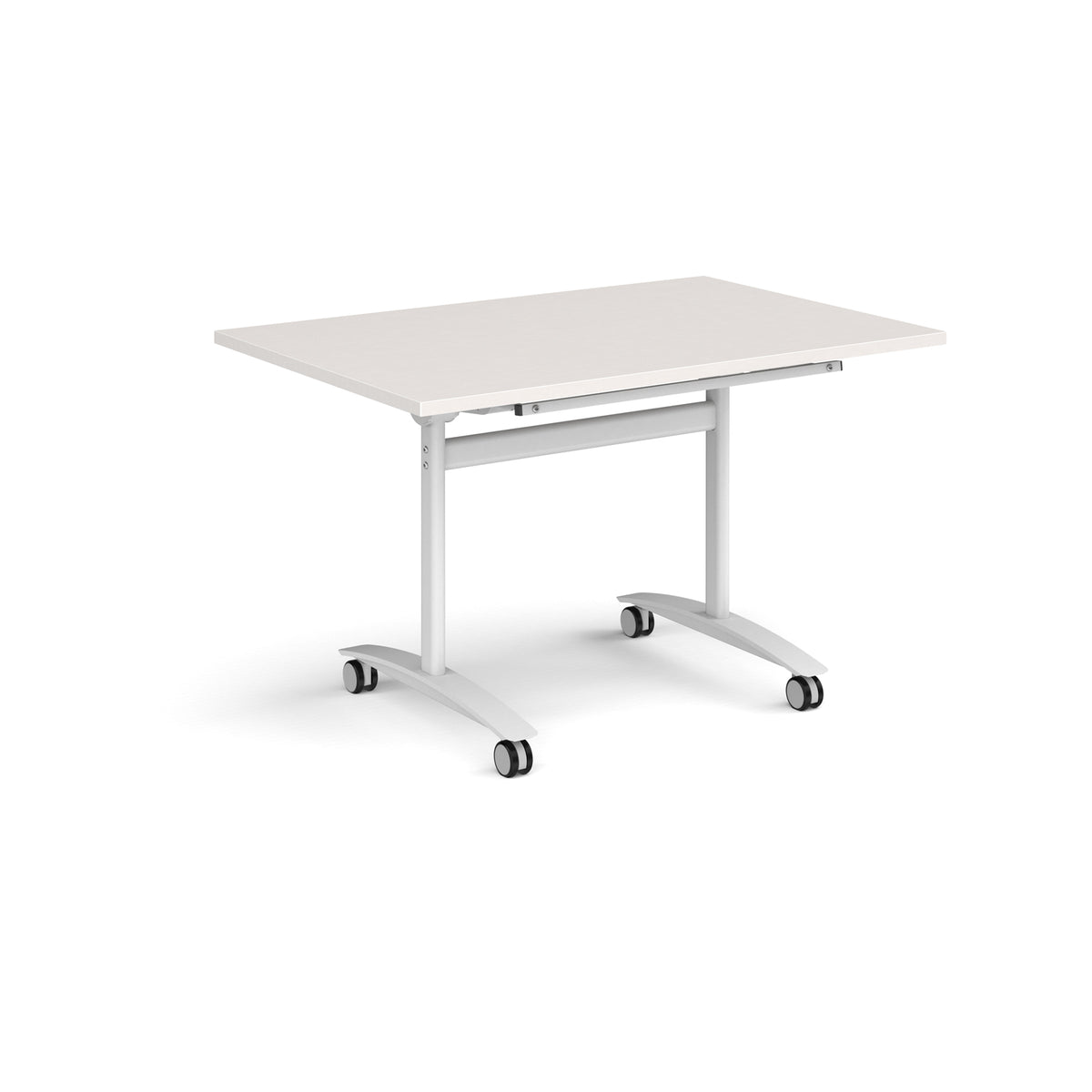 Rectangular deluxe flip top meeting table with white frame 1200mm x 800mm - Light Grey - view 1