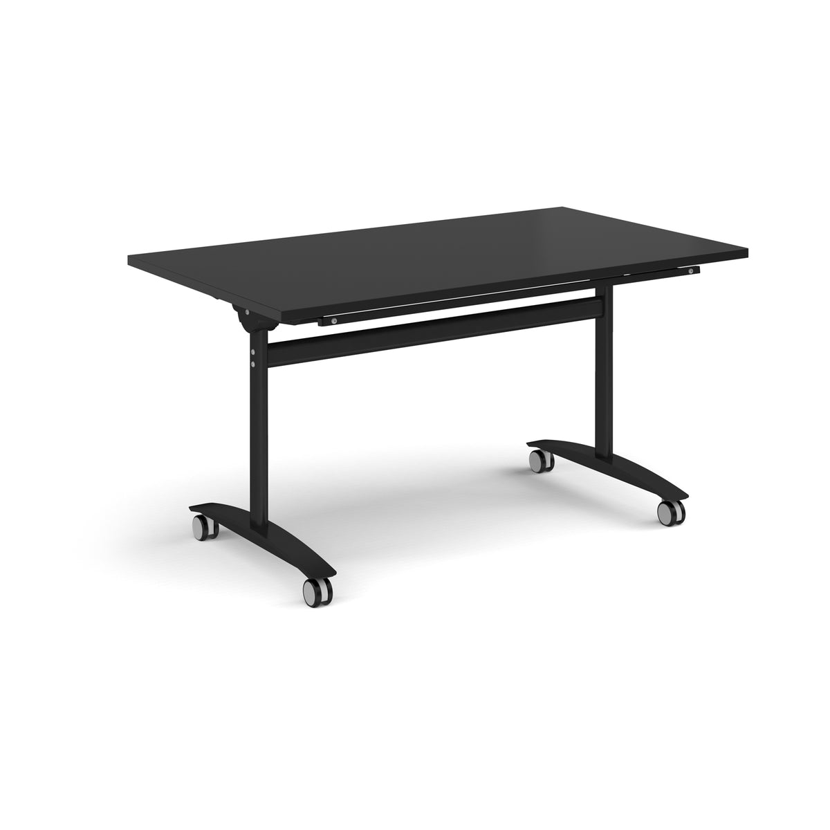 Rectangular deluxe flip top meeting table with black frame 1400mm x 800mm - Black - view 1