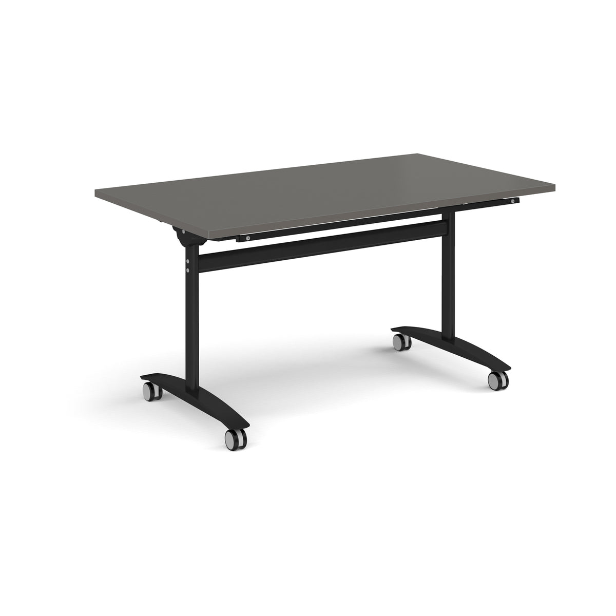 Rectangular deluxe flip top meeting table with black frame 1400mm x 800mm - Onyx Grey - view 1