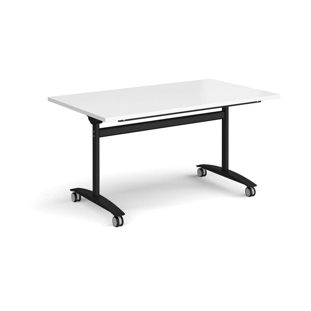 Rectangular deluxe flip top meeting table with black frame 1400mm x 800mm - white - view 1