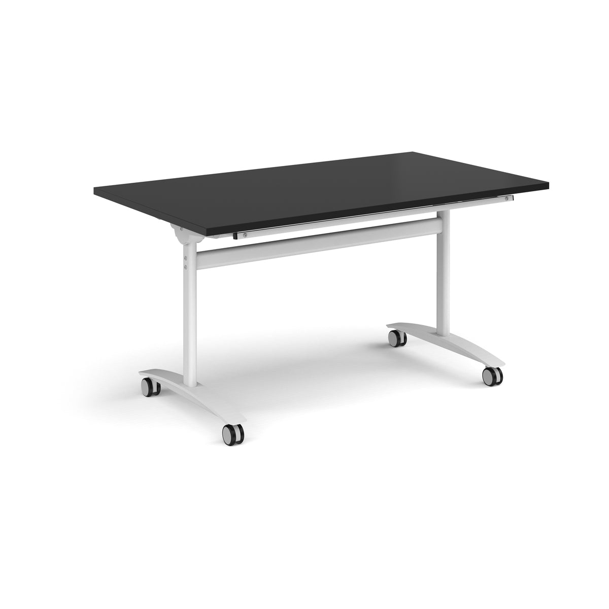 Rectangular deluxe flip top meeting table with white frame 1400mm x 800mm - Black - view 1