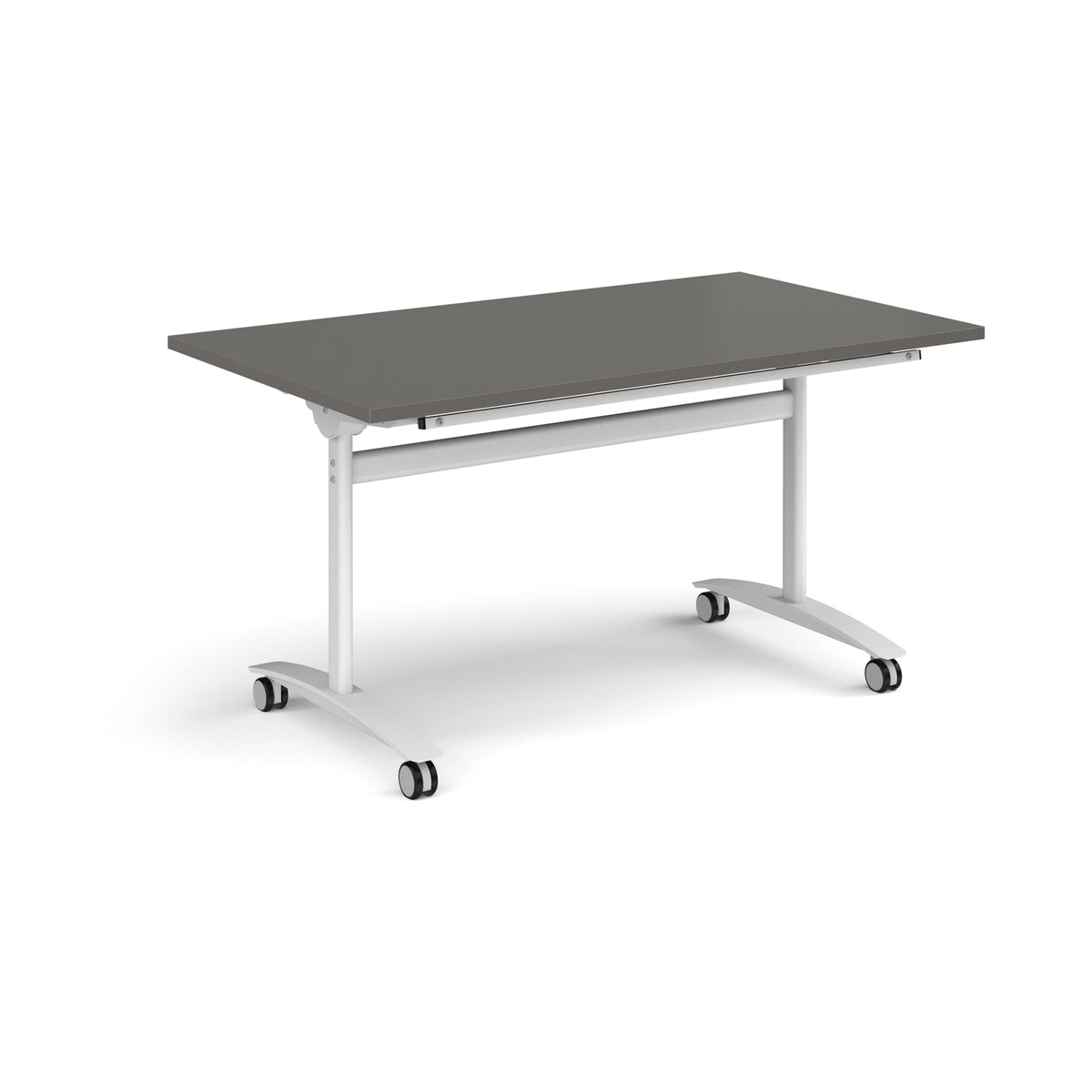 Rectangular deluxe flip top meeting table with white frame 1400mm x 800mm - Onyx Grey - view 1