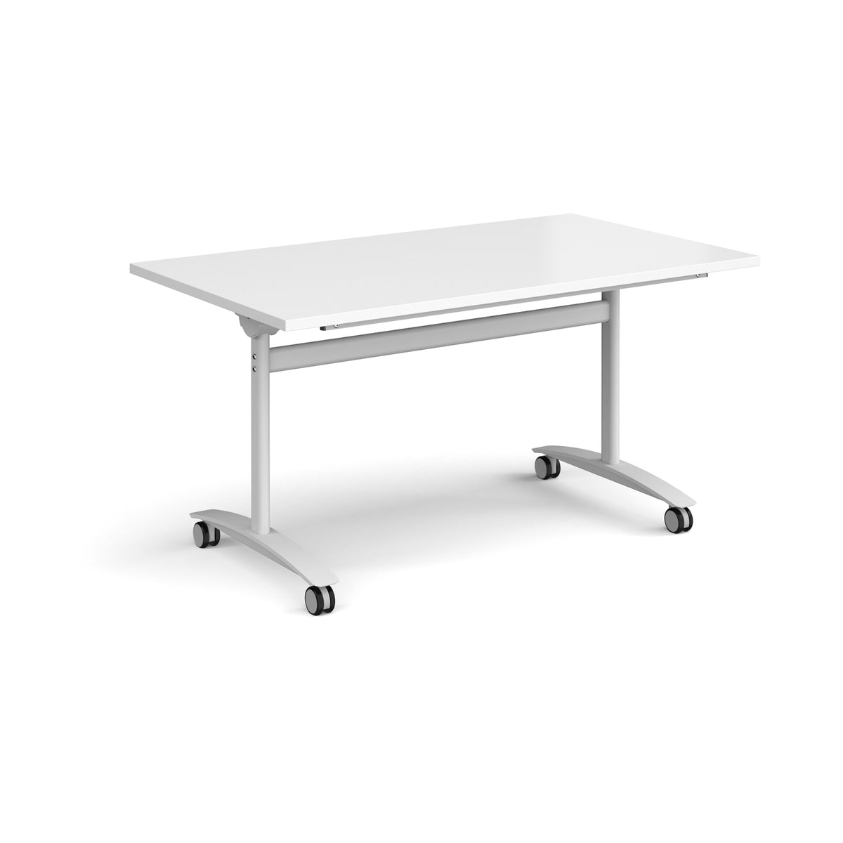 Rectangular deluxe flip top meeting table with white frame 1400mm x 800mm - white - view 1