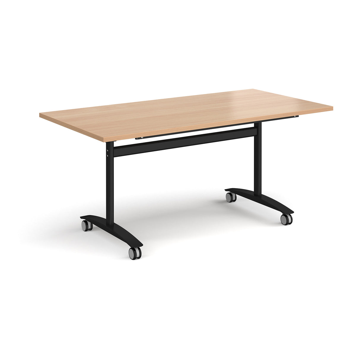 Rectangular deluxe flip top meeting table with black frame 1600mm x 800mm - Beech - view 1