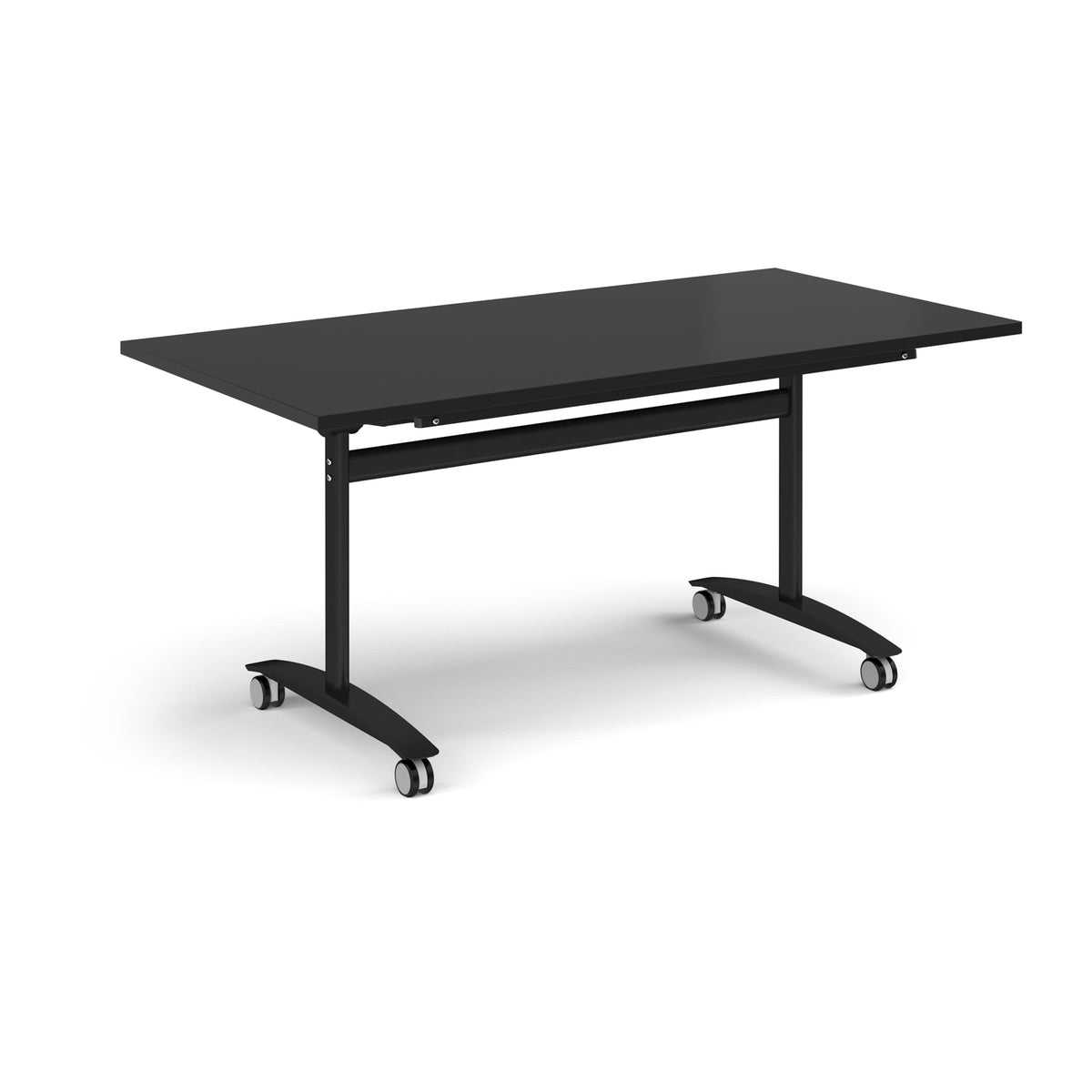 Rectangular deluxe flip top meeting table with black frame 1600mm x 800mm -Black - view 1