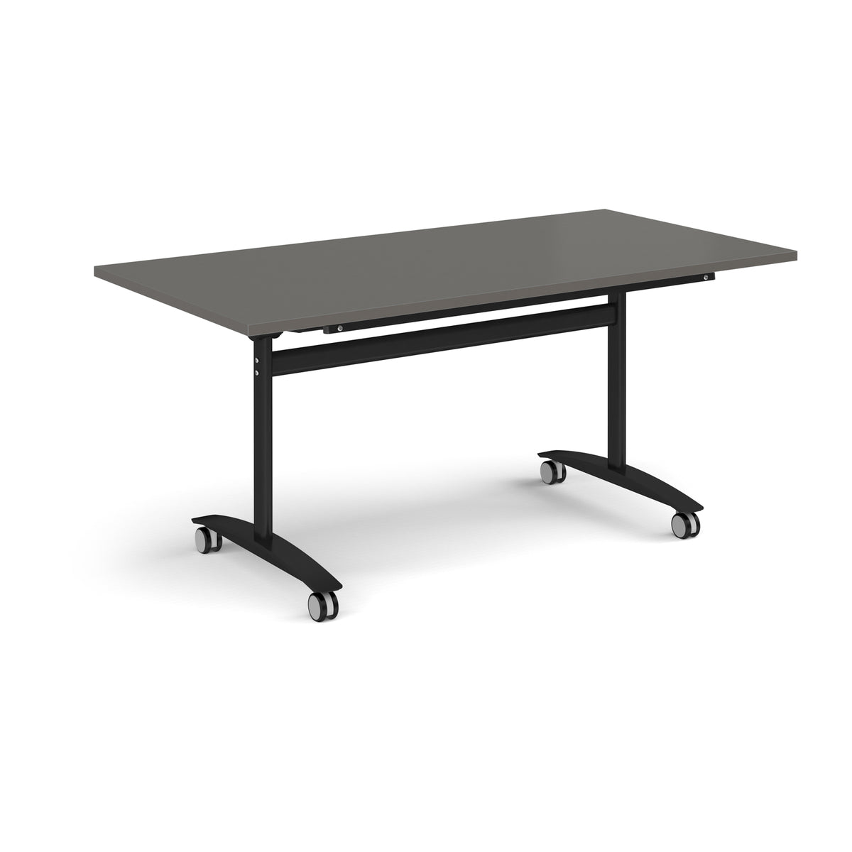 Rectangular deluxe flip top meeting table with black frame 1600mm x 800mm - Onyx Grey - view 1