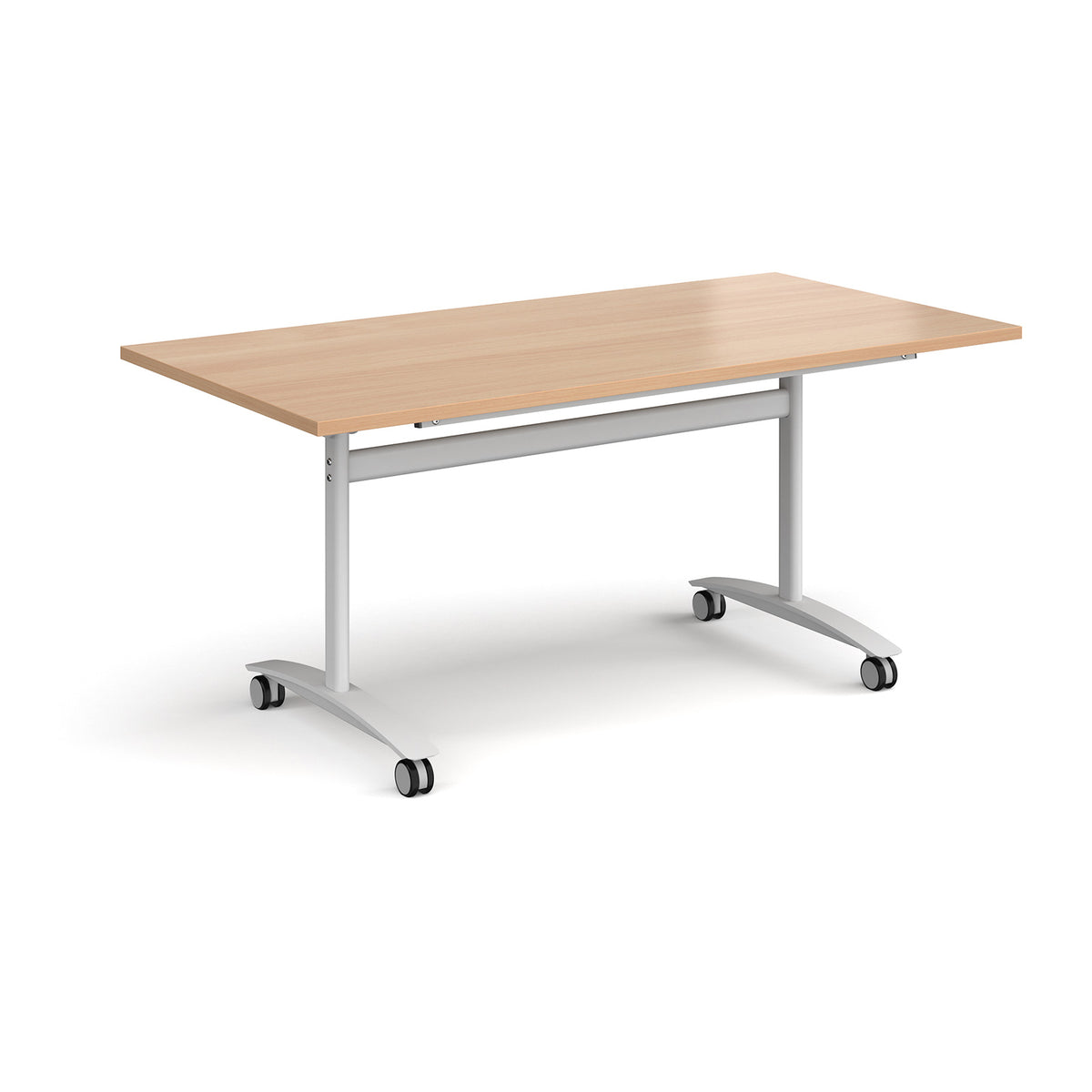 Rectangular deluxe flip top meeting table with white frame 1600mm x 800mm - Beech - view 1