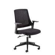 Duffy black mesh back operator chair with black fabric seat and black base - view 1