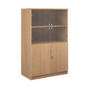 Deluxe combination unit with glass upper doors 1600mm high with 3 shelves - Beech - view 1