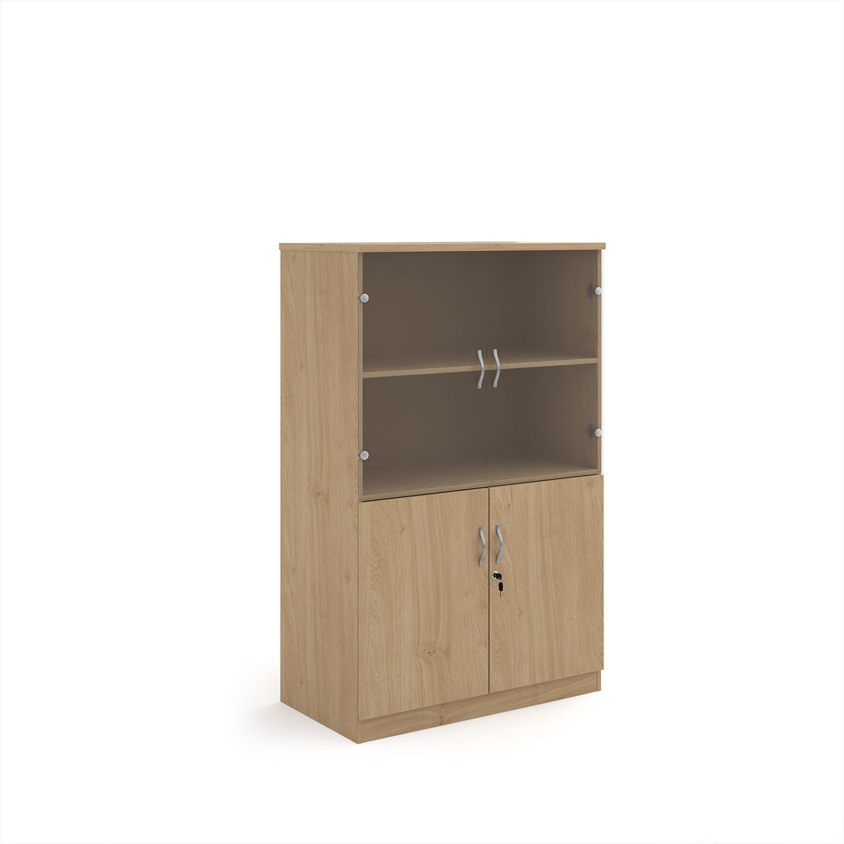 Deluxe combination unit with glass upper doors 1600mm high with 3 shelves - Kendal Oak - view 1