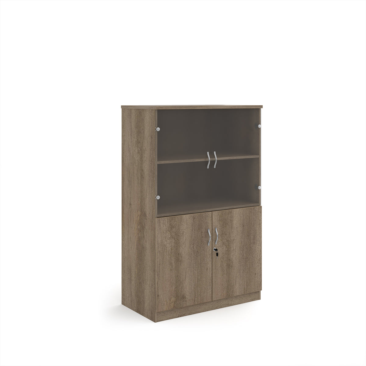 Deluxe combination unit with glass upper doors 1600mm high with 3 shelves - Nebraska Oak - view 1