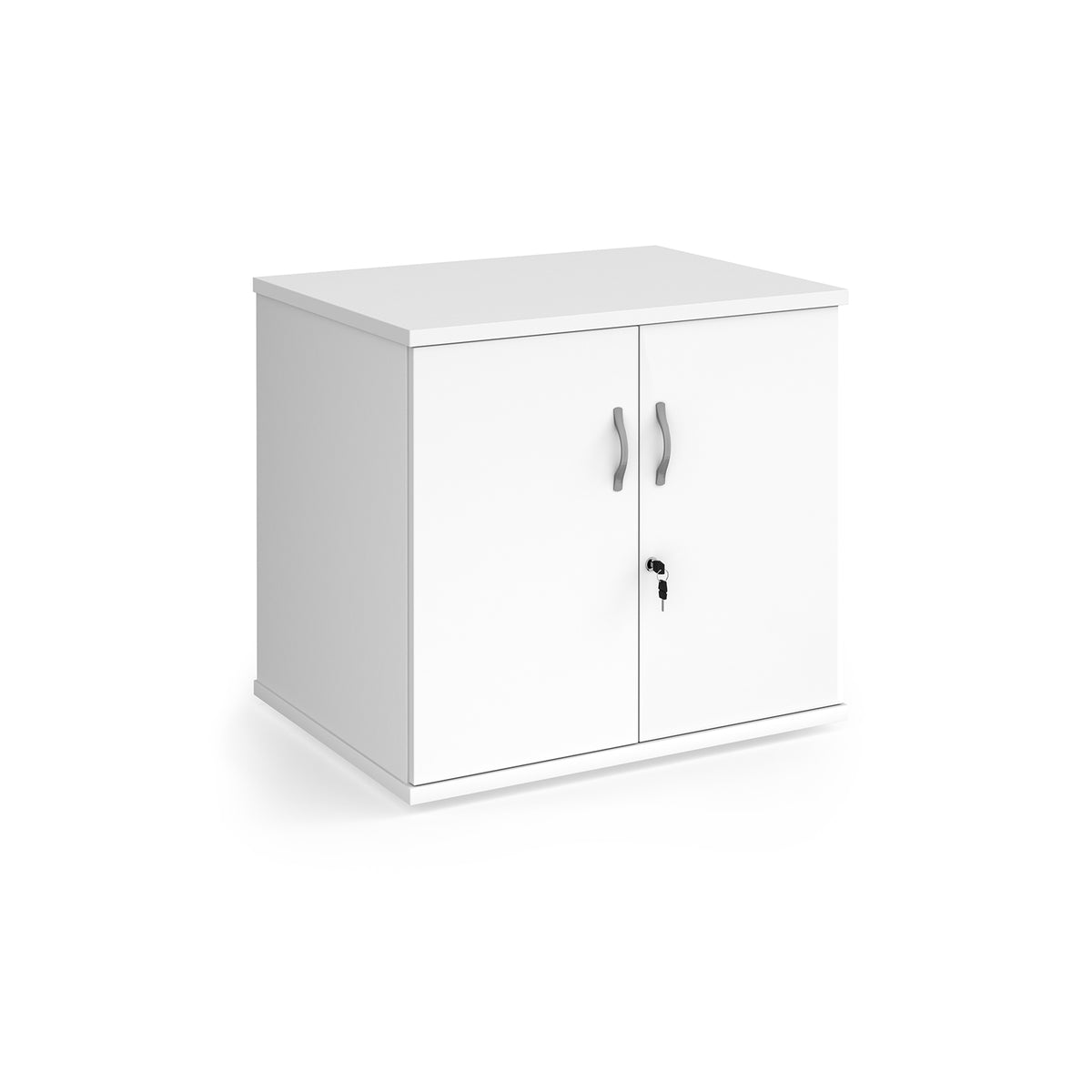 Deluxe double door desk high cupboard 600mm deep - white - view 1