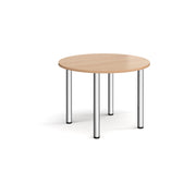 Circular chrome radial leg meeting table 1000mm - Beech - view 1
