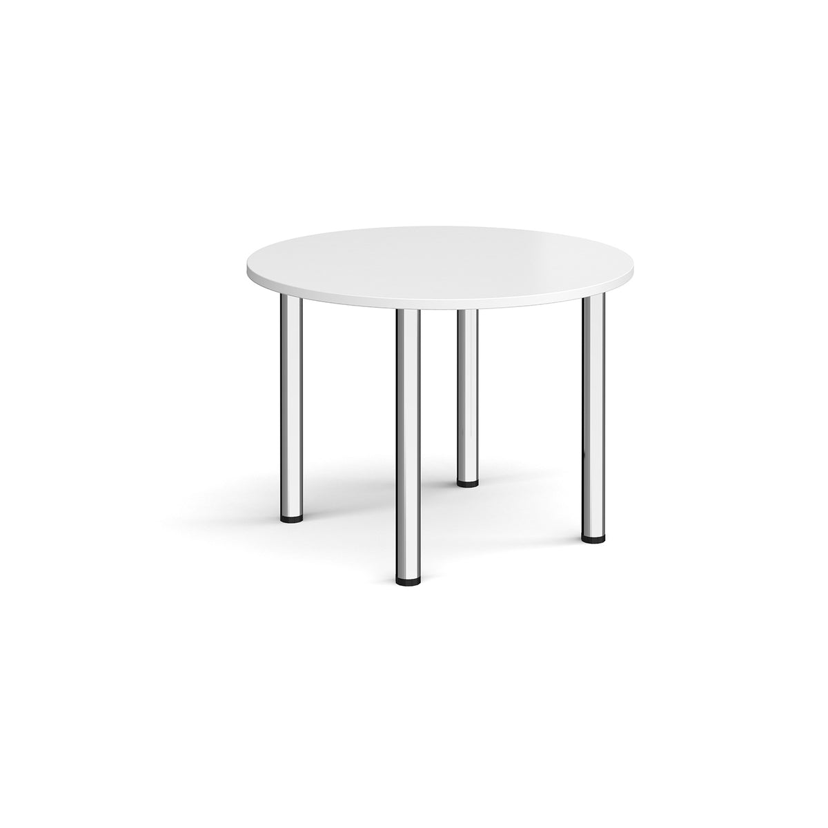 Circular chrome radial leg meeting table 1000mm - white - view 1