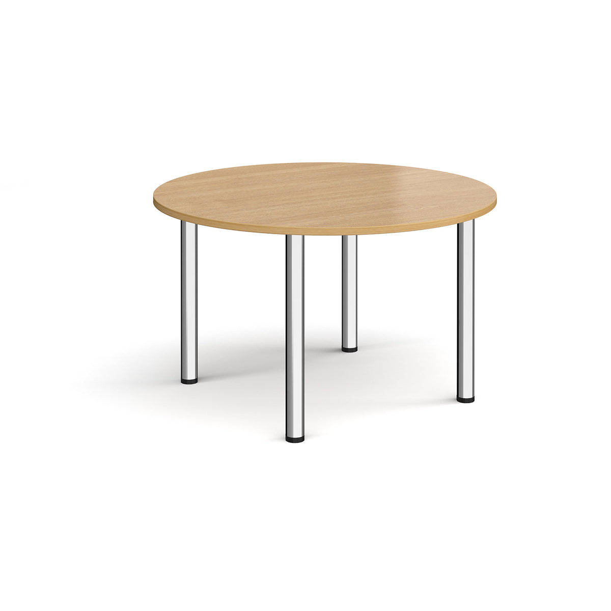 Circular chrome radial leg meeting table 1200mm - oak - view 1