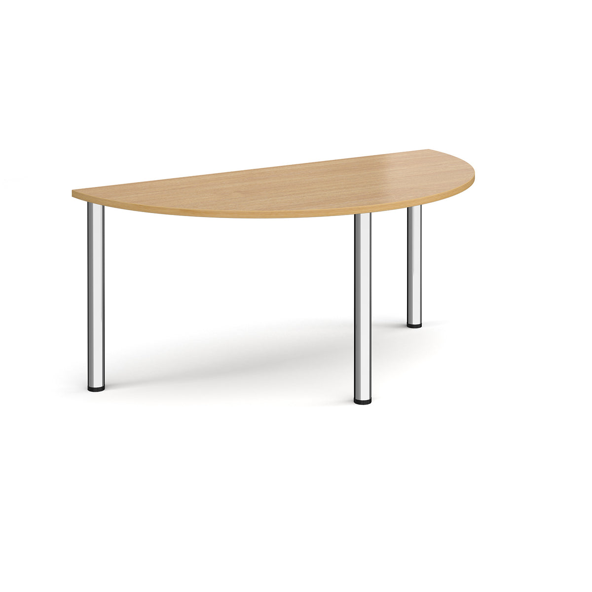 Semi circular chrome radial leg meeting table 1600mm x 800mm - oak - view 1