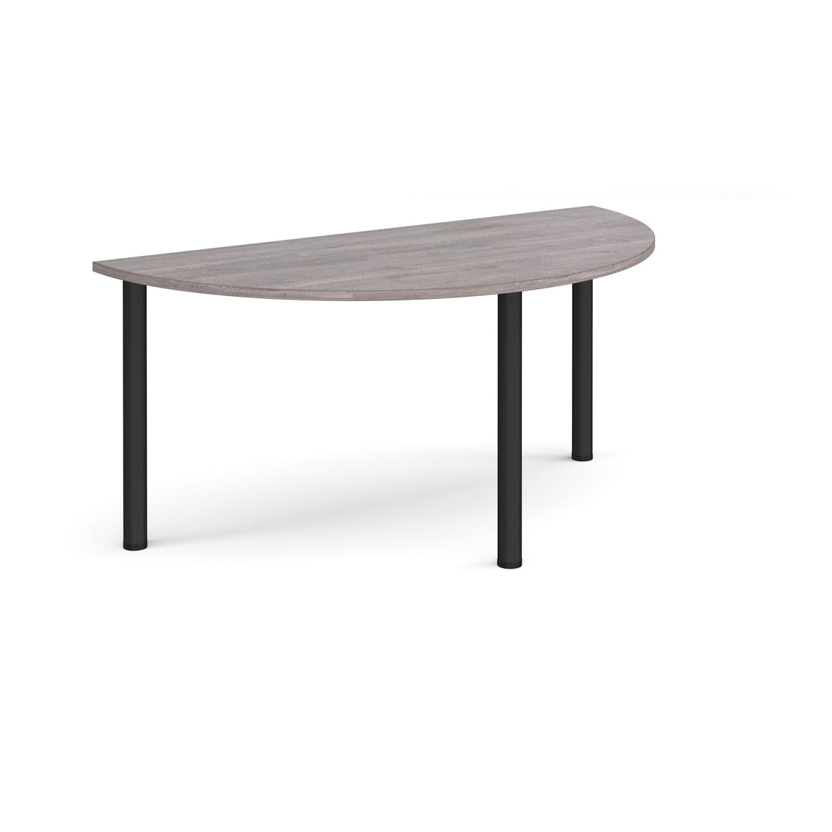 Semi circular black radial leg meeting table 1600mm x 800mm - Grey Oak - view 1