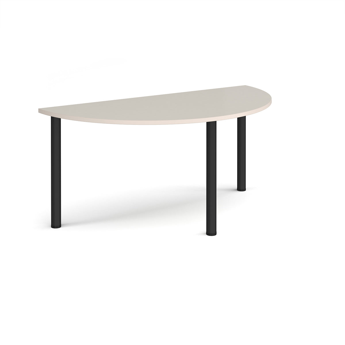 Semi circular black radial leg meeting table 1600mm x 800mm - Light Grey - view 1