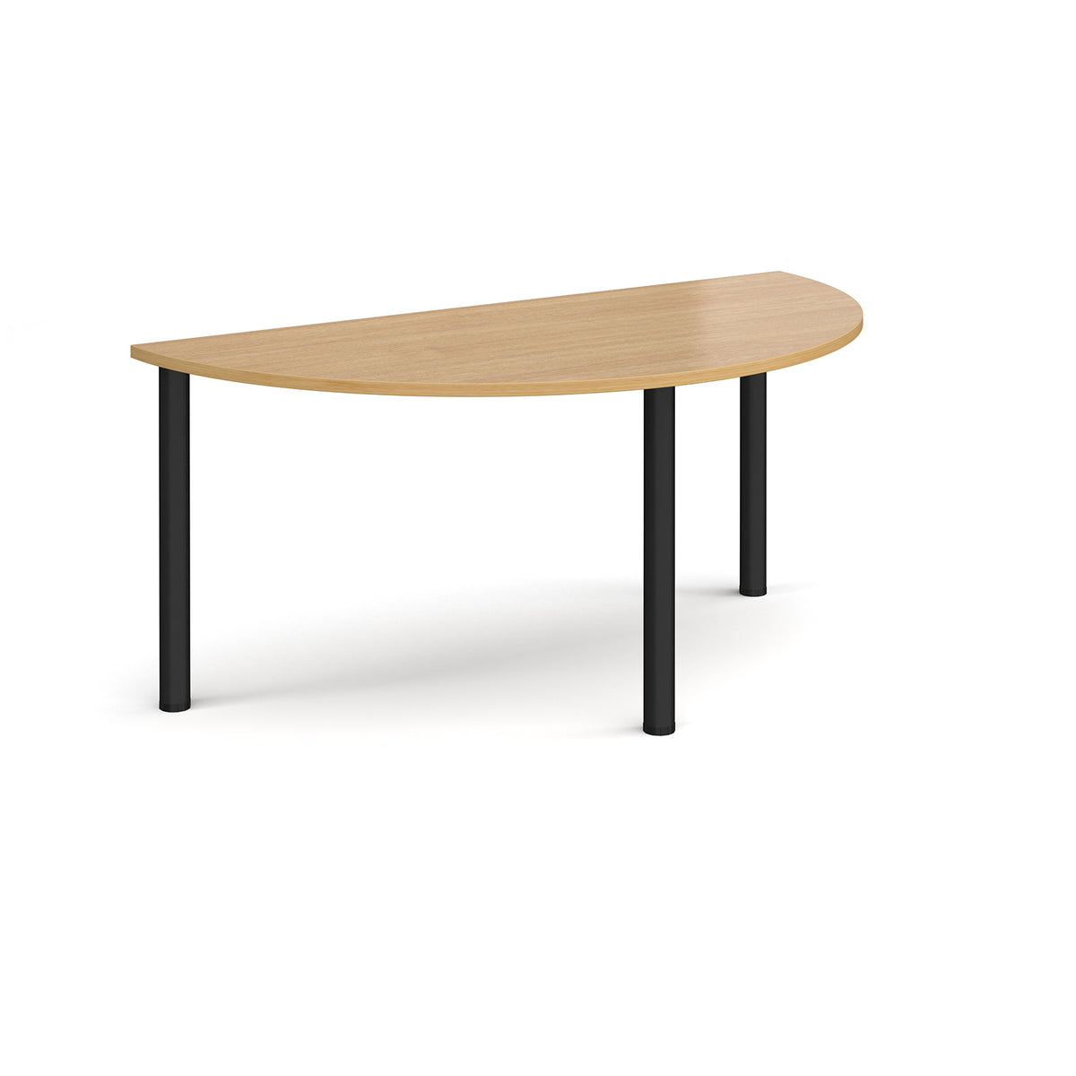 Semi circular black radial leg meeting table 1600mm x 800mm - oak - view 1