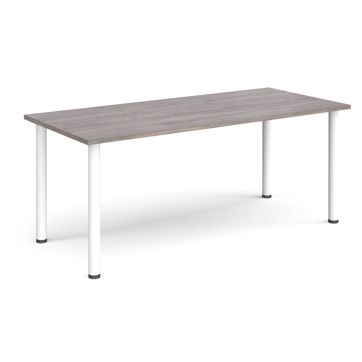 Rectangular white radial leg meeting table 1800mm x 800mm - Grey Oak - view 1