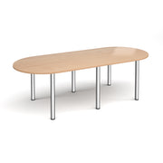 Radial end meeting table 2400mm x 1000mm with 6 chrome radial legs - Beech - view 1