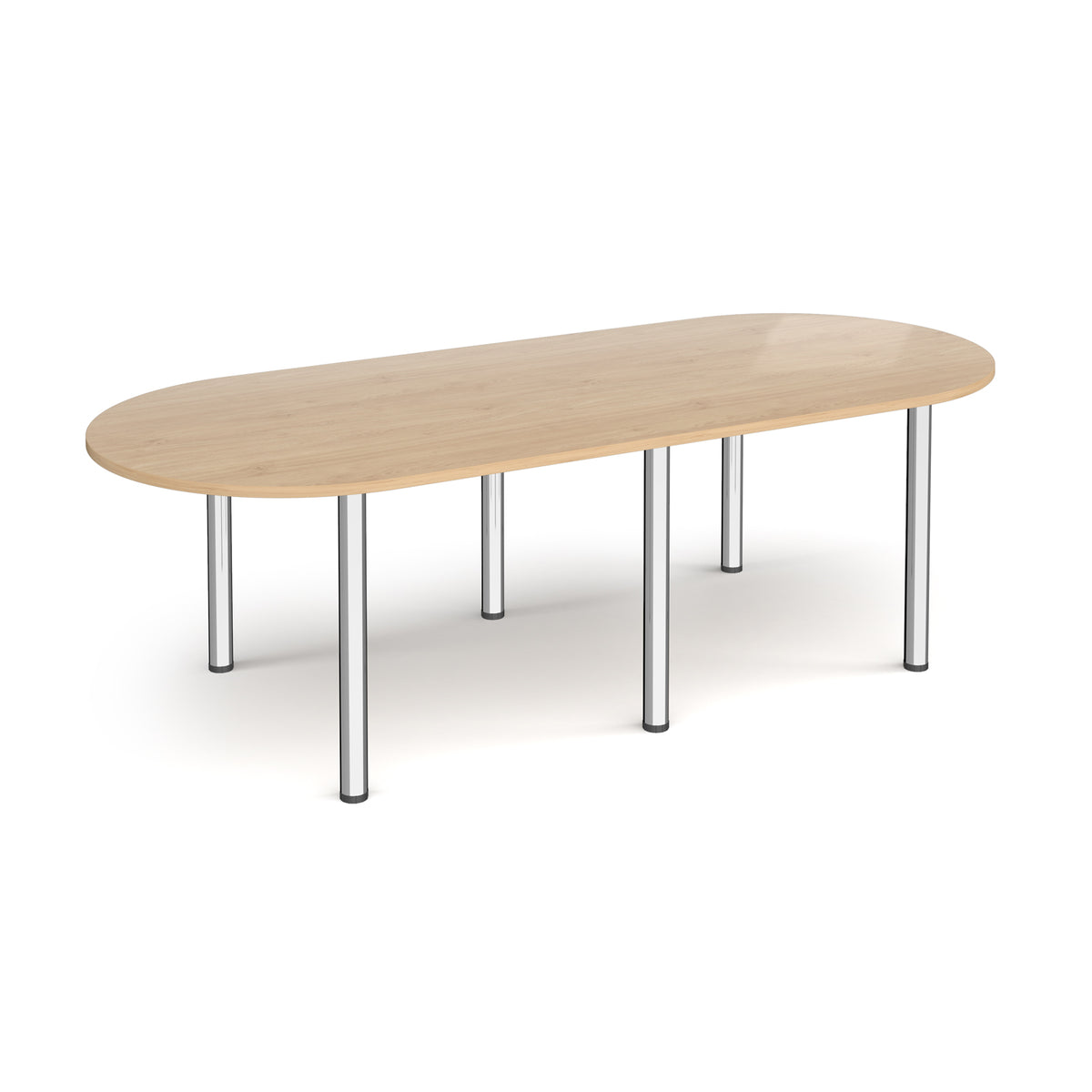 Radial end meeting table 2400mm x 1000mm with 6 chrome radial legs - Kendal Oak - view 1